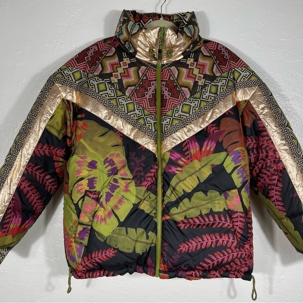 FARM Rio Tropical Rauti Metallic Revers Puffer Jacket Sz - Medium $300 SOLD OUT - Picture 5 of 16